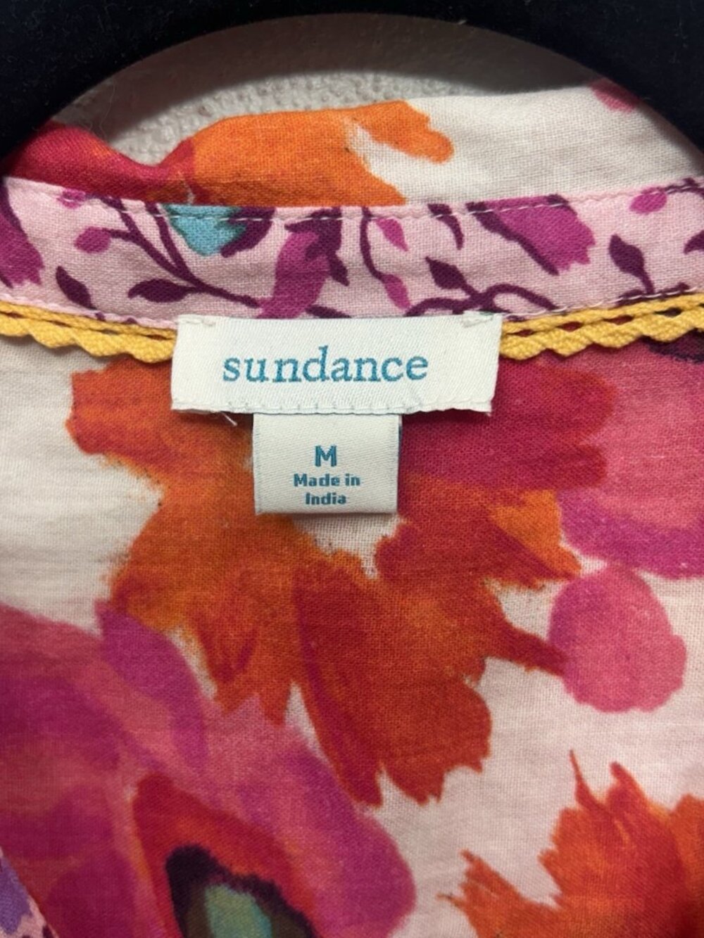 Sundance 100% Cotton Gauzy Floral Button-Up Long-Sleeve Shirt Medium Poppy - Picture 4 of 5